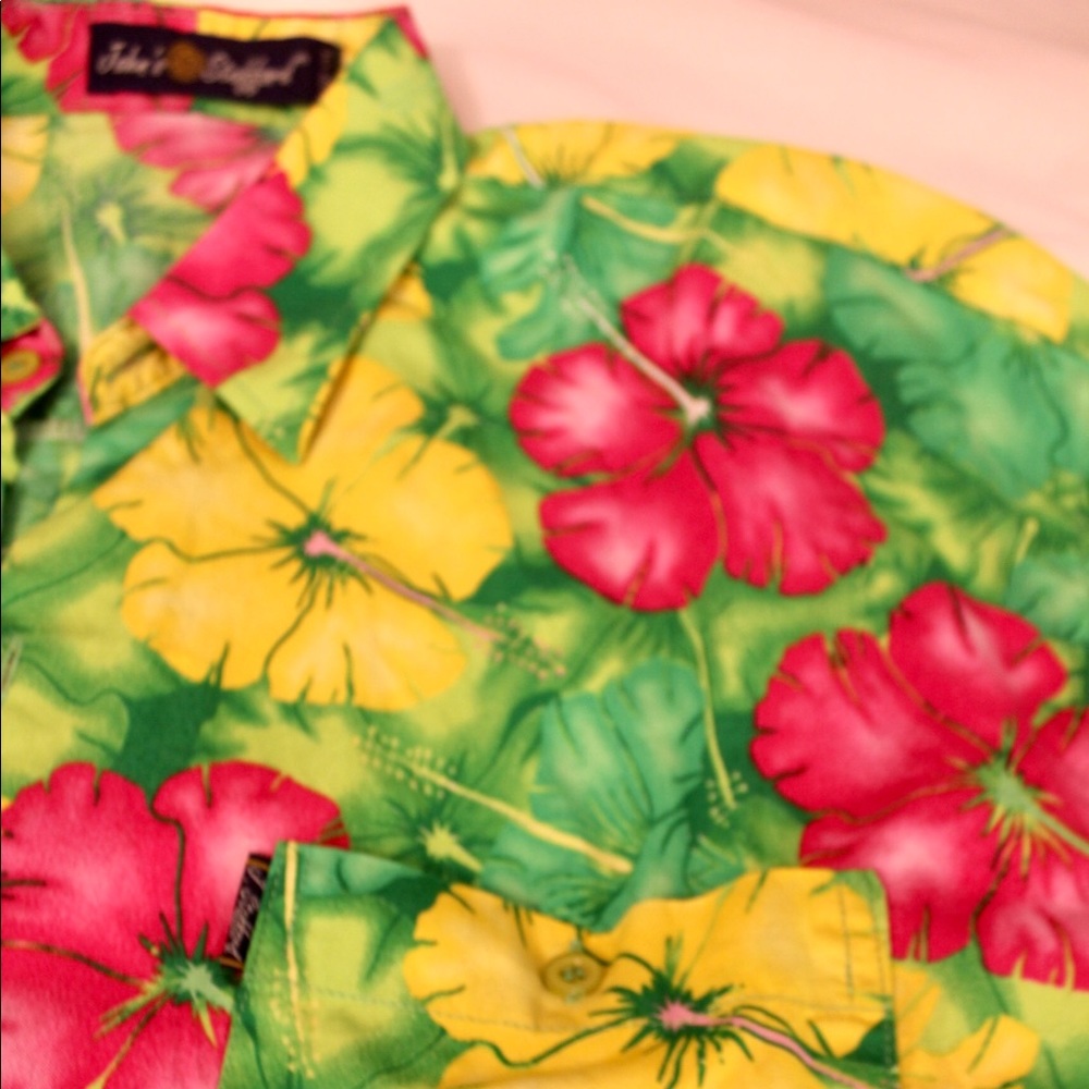 Vintage Bright Hawaiian Shirt John’s Stafford XL - Picture 8 of 9